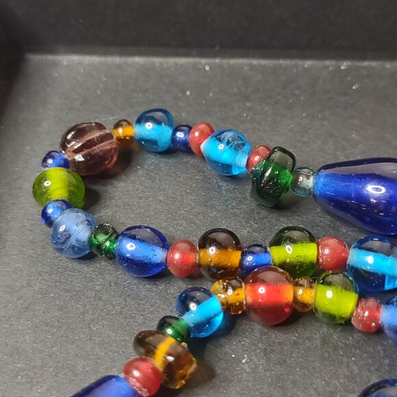 Very Long 57 Inch Colorful Glass Bead Lariat Necklace - Picture 5 of 12